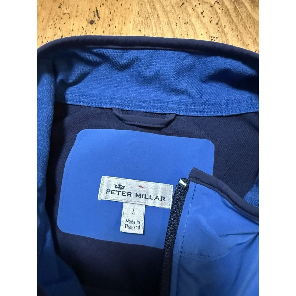Peter Millar Mens L Blue Lightweight Vest Full Zip GOLF Casual Outerwear